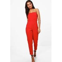 Bandeau Tailored Woven Slim Fit Jumpsuit - poppy