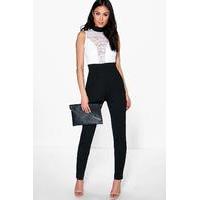 Barely There Lace Skinny Leg Jumpsuit - black