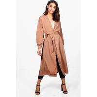 Balloon Sleeve Belted Duster - camel