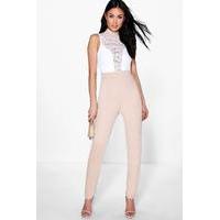 Barely There Lace Skinny Leg Jumpsuit - stone