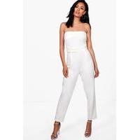 bandeau tailored woven slim fit jumpsuit ivory