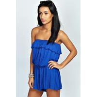 Bandeau Ruffle Jersey Playsuit - cobalt