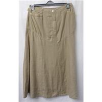 basler size 14 beige linen calf length skirt