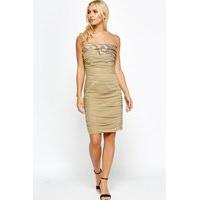 Bandeau Encrusted Ruched Dress