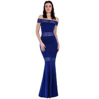 Bardot Fishtail Maxi Dress - Royal Blue