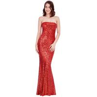 Bandeau Sequin Maxi Dress - Red