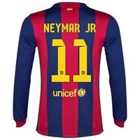 Barcelona Home Shirt 2014/15 - Long Sleeve Blue with Neymar Jr 11 prin, Red/Blue