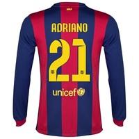 Barcelona Home Shirt 2014/15 - Long Sleeve Blue with Adriano 21 printi, Red/Blue