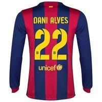 Barcelona Home Shirt 2014/15 - Long Sleeve Blue with Dani Alves 22 pri, Red/Blue