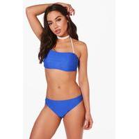 Bandeau Strappy Choker Bikini - blue