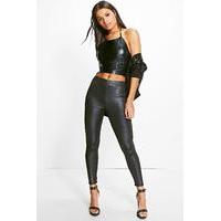 Basic Wet Look Leggings - black