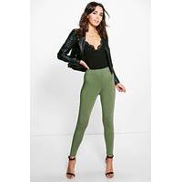 Basic High Waist Leggings - khaki