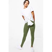 Basic Jersey Stirrup Leggings - khaki