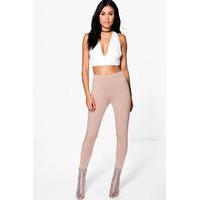 Basic High Waist Leggings - sand