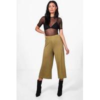 Basic Jersey Wide Leg Culottes - olive