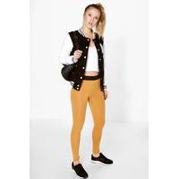 Basic Contrast Waist Band Leggings - mustard