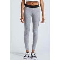 Basic Contrast Waist Band Leggings - grey