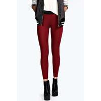 Basic Contrast Waist Band Leggings - berry