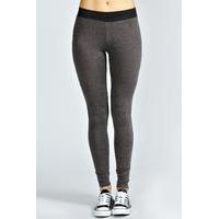 Basic Contrast Waist Band Leggings - charcoal