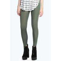 basic contrast waist band leggings khaki