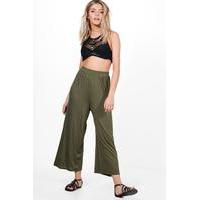 basic jersey wide leg culottes dark olive