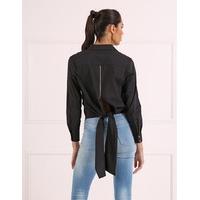 BAILEY - Black Blouse Features an Open Back with Tie Detail