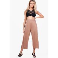 Basic Jersey Wide Leg Culottes - camel