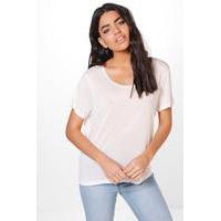 Basic Scoop Neck T-Shirt - cream