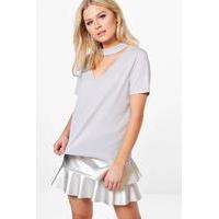 Basic Rib Choker T Shirt - dove