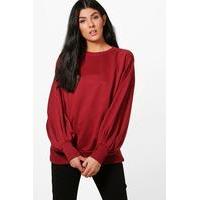 Balloon Sleeve Sweatshirt - burgundy