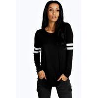 Baseball Long Sleeve Top - black