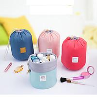 Barrel Shaped Travel Cosmetic Bag Nylon High Capacity Drawstring Drum Wash Bags Makeup Organizer Storage