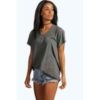 basic jersey v neck oversized tee charcoal