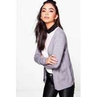 Basic Crew Neck Cardigan - grey