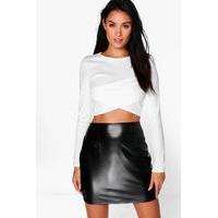 bandage fabric wrap front crop cream