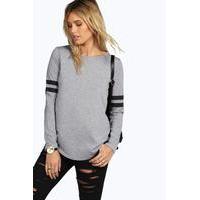 Baseball Long Sleeve Top - grey