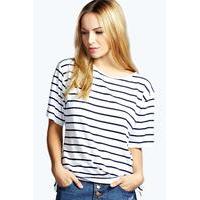 Basic Stripe Oversized Tee - navy