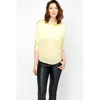 Batwing Sheer Contrast Blouse