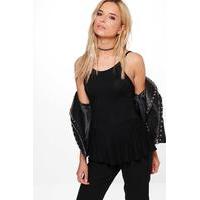 Basic Strappy Peplum - black