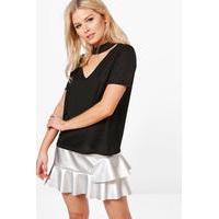 Basic Rib Choker T Shirt - black