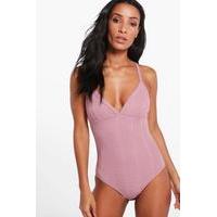 Bandage Panelled Bodysuit - lilac