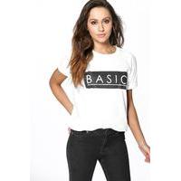 Basic Slogan Box Tee - white
