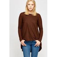 Basic Round Neck Dip Hem Top