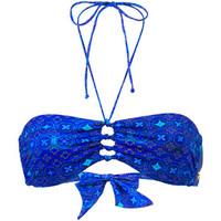 Banana Moon Blue Bandeau Swimsuit Reversible Amphora ribo women\'s Mix & match swimwear in blue