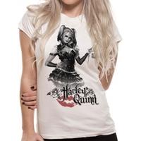 Batman Arkham Knight Harley Quinn Womens T-Shirt Large - White
