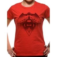 Batman V Superman - Fear The Batman Women\'s X-Large Fitted T-Shirt - Red