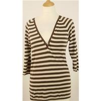 Banana Republic - Cream and Mocha - Striped 3/4 Sleeve Top - Size S