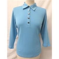 barbara lebek size 14 blue long sleeved shirt