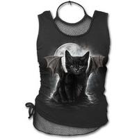 Bat Cat 2 In 1 Neck Tie Mesh Top - Size: M