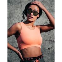 Baretta Zebra Stripe Panel Sports Bra Top in Fusion Coral  Tokyo Laundry Active